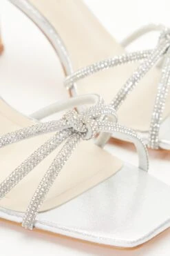 Wide Fit Silver Diamante Heeled Sandals -Outlet Clothyne Store 00100037669 ZB