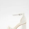 Wide Fit White Asymmetric Strap Heeled Sandals