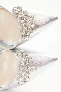 Wide Fit Silver Foil Diamante Court Heels -Outlet Clothyne Store 00100037671 ZB