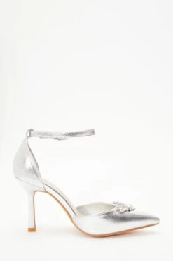Wide Fit Silver Foil Diamante Court Heels -Outlet Clothyne Store 00100037671 ZS