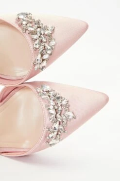 Wide Fit Pink Satin Diamante Court Heels -Outlet Clothyne Store 00100037672 ZB