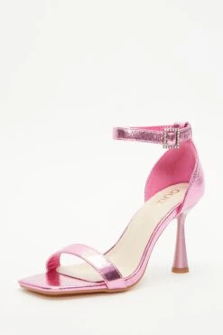 Wide Fit Pink Heeled Sandals -Outlet Clothyne Store 00100037676 XB