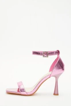 Wide Fit Pink Heeled Sandals