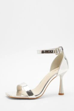 Wide Fit Silver Heeled Sandals -Outlet Clothyne Store 00100037677 XB