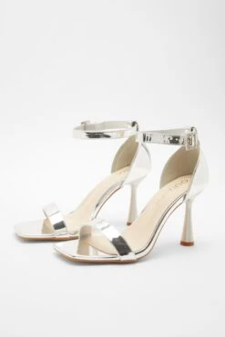 Wide Fit Silver Heeled Sandals -Outlet Clothyne Store 00100037677 XS