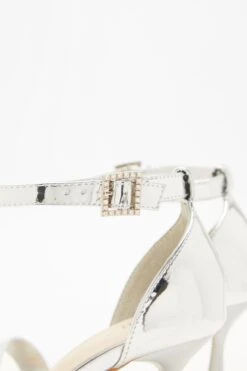 Wide Fit Silver Heeled Sandals -Outlet Clothyne Store 00100037677 ZB