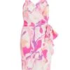 Pink Satin Marble Print Wrap Mini Dress -Outlet Clothyne Store 00100037700 ZM