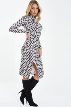 Stone Geometric Ruched Midi Dress -Outlet Clothyne Store 00100037713 XS