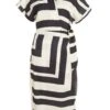 Stone Satin Stripe Print Midi Shirt Dress -Outlet Clothyne Store 00100037714 ZM