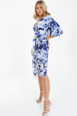 Navy Floral Wrap Midi Dress 11 Navy Floral Wrap Midi Dress -Outlet Clothyne Store 00100037771 XS