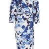 Navy Floral Wrap Midi Dress -Outlet Clothyne Store 00100037771 ZM