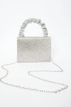 Silver Diamante Ruched Bag -Outlet Clothyne Store 00100037782 ZB