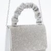 Silver Diamante Ruched Bag -Outlet Clothyne Store 00100037782 ZM