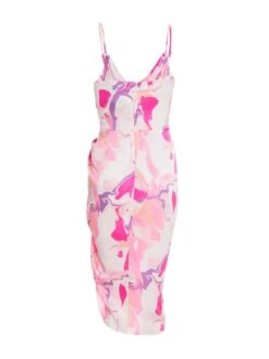 Petite Pink Satin Marble Print Wrap Midi Dress -Outlet Clothyne Store 00100037783 ZB