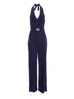 Navy Halter Neck Palazzo Jumpsuit