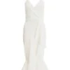 White Jacquard Frill Detail Midi Dress -Outlet Clothyne Store 00100037817 ZM