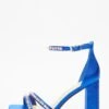 Wide Fit Blue Satin Block Heeled Sandals -Outlet Clothyne Store 00100037838 ZM