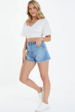Light Blue Denim Diamante Shorts 11 Light Blue Denim Diamante Shorts -Outlet Clothyne Store 00100037857 XS