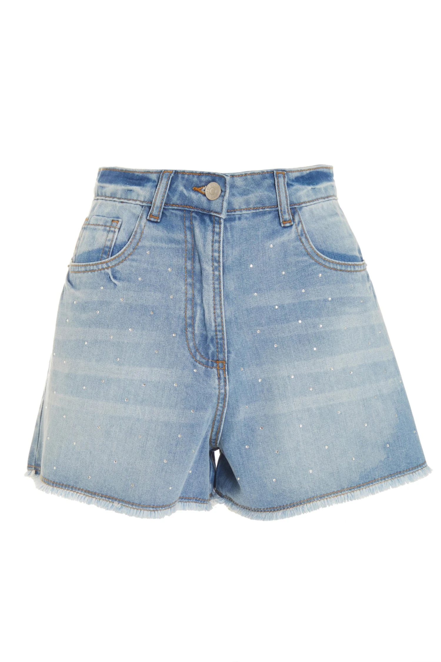 Light Blue Denim Diamante Shorts 3 Light Blue Denim Diamante Shorts