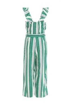 Green Striped Culotte Jumpsuit 12 Green Striped Culotte Jumpsuit -Outlet Clothyne Store 00100037863 ZB