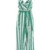 Green Striped Culotte Jumpsuit 1 Green Striped Culotte Jumpsuit -Outlet Clothyne Store 00100037863 ZM