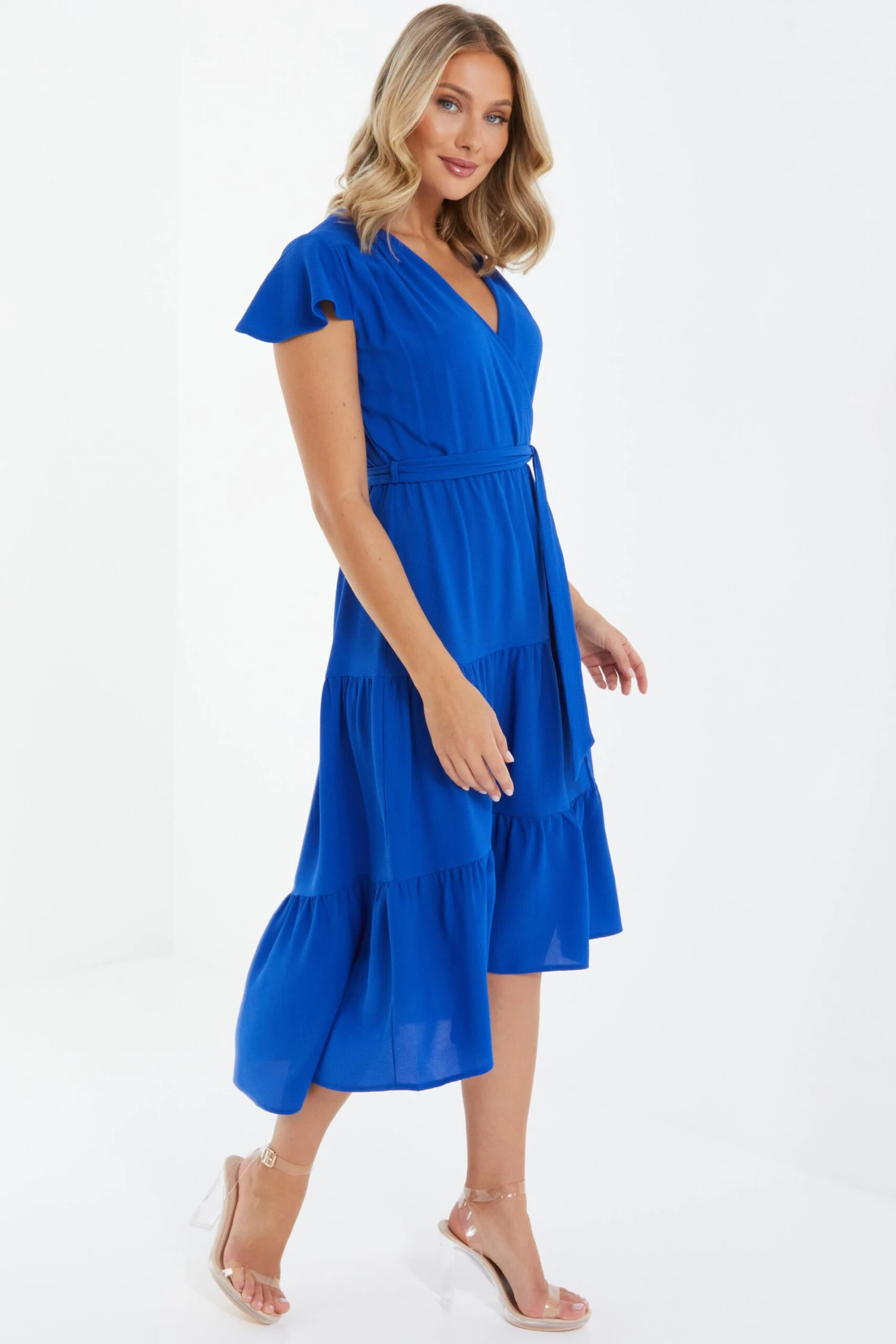 Royal Blue Tiered Dip Hem Midi Dress 6 Royal Blue Tiered Dip Hem Midi Dress - Image 4