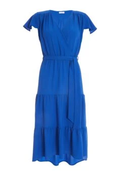 Royal Blue Tiered Dip Hem Midi Dress