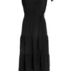Black Tiered Dip Hem Midi Dress 1 Black Tiered Dip Hem Midi Dress -Outlet Clothyne Store 00100037866 ZM