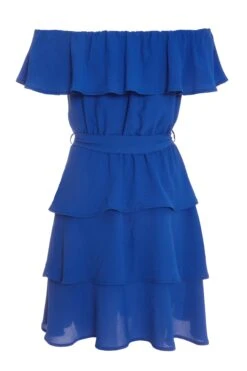 Royal Blue Tiered Bardot Mini Dress -Outlet Clothyne Store 00100037867 ZB