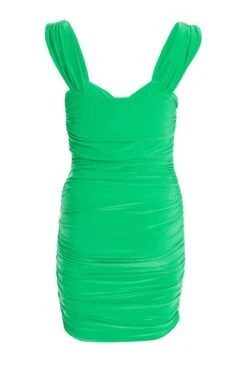 Green Ruched Bodycon Mini Dress -Outlet Clothyne Store 00100037903 ZB