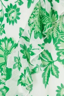 Green Tropical Print Wrap Midi Dress -Outlet Clothyne Store 00100037909 ZS