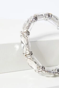 Silver Diamante Oval Stretch Bracelet -Outlet Clothyne Store 00100037913 ZS
