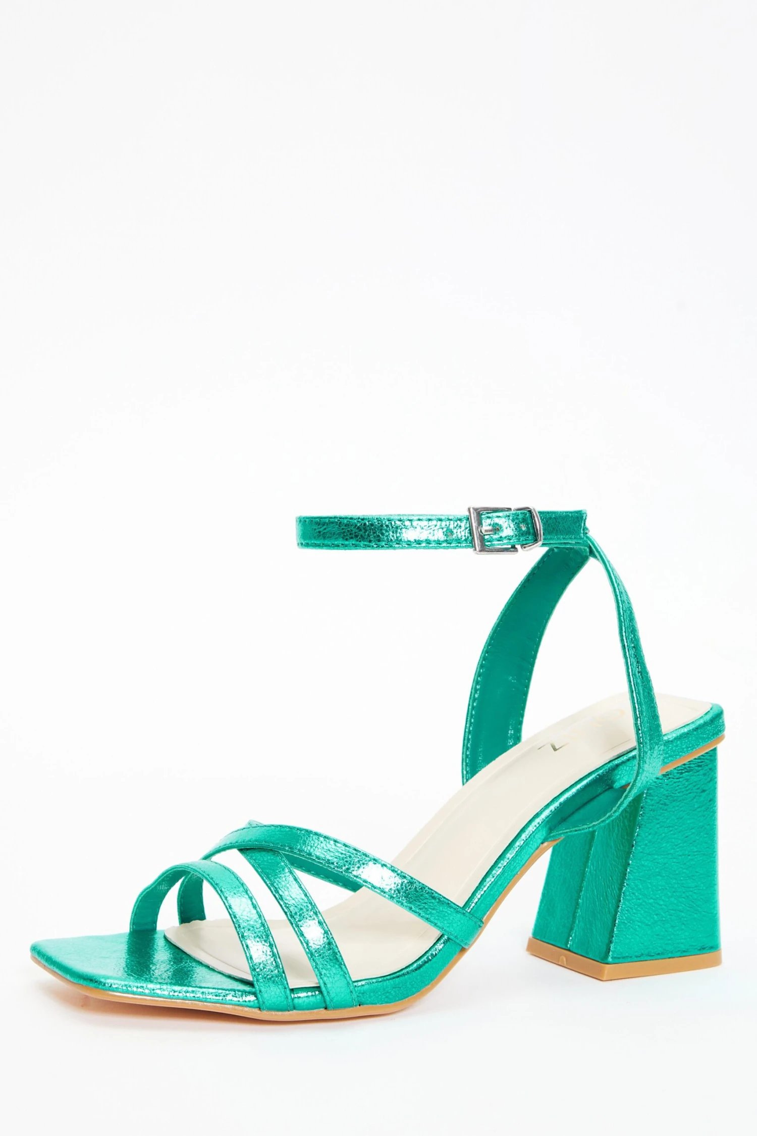 Aqua Cross Strap Block Heeled Sandals 5 Aqua Cross Strap Block Heeled Sandals - Image 3
