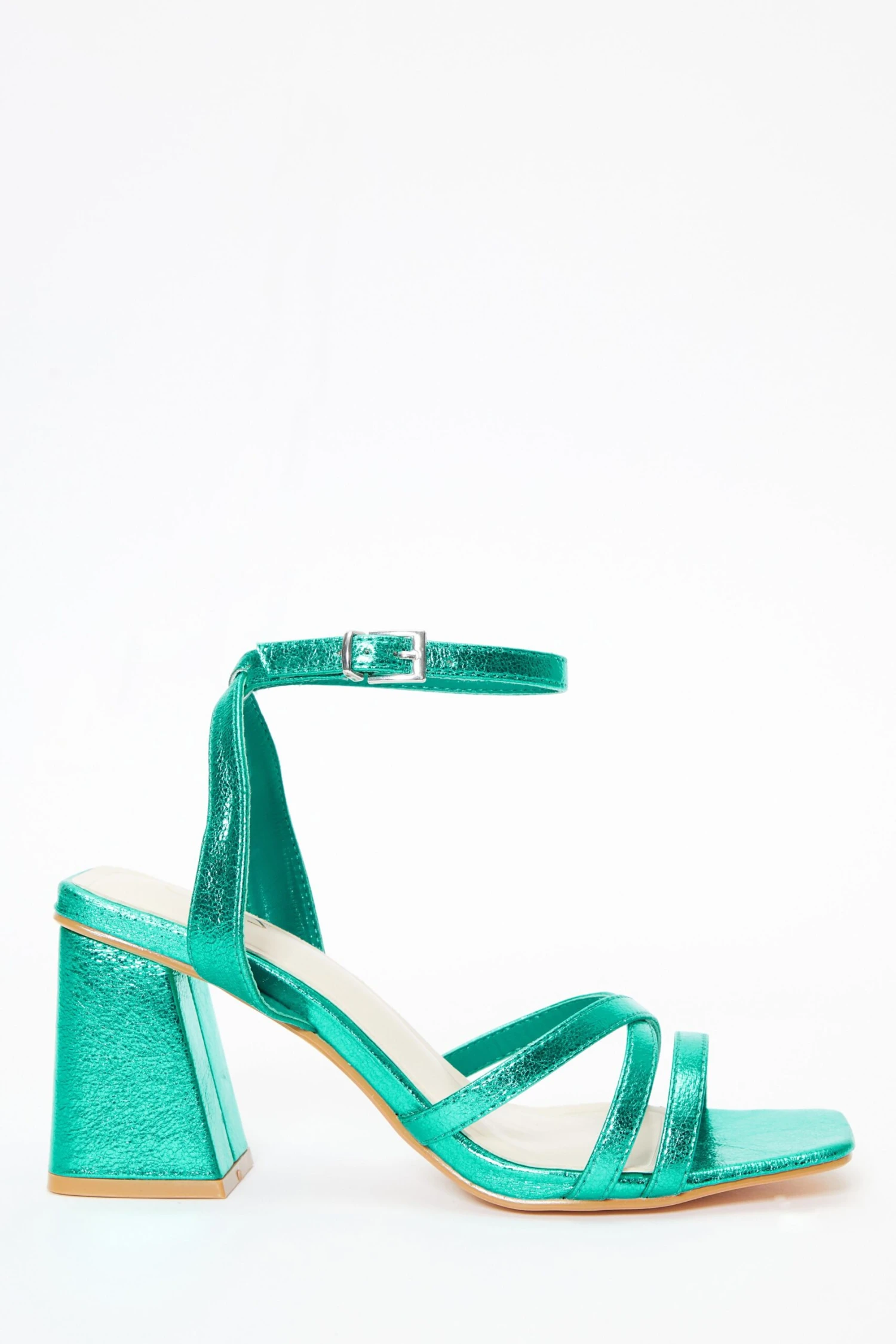 Aqua Cross Strap Block Heeled Sandals 4 Aqua Cross Strap Block Heeled Sandals - Image 2