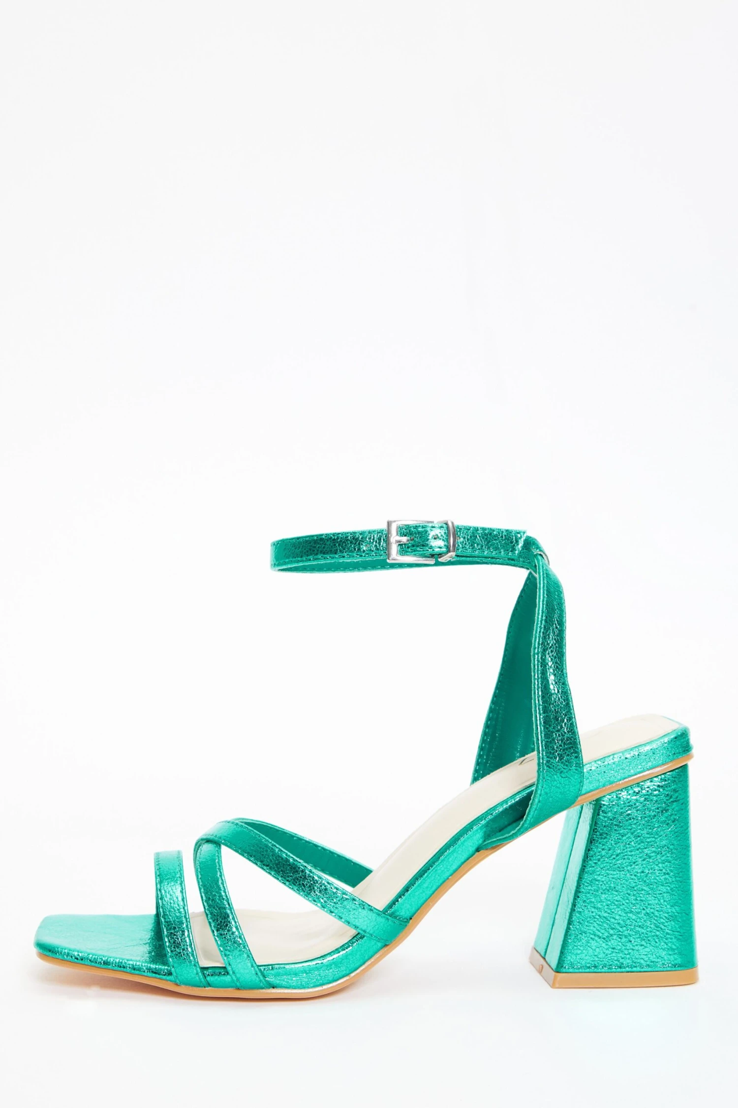 Aqua Cross Strap Block Heeled Sandals 3 Aqua Cross Strap Block Heeled Sandals