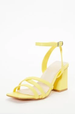 Yellow Cross Strap Block Heeled Sandals -Outlet Clothyne Store 00100037981 XB