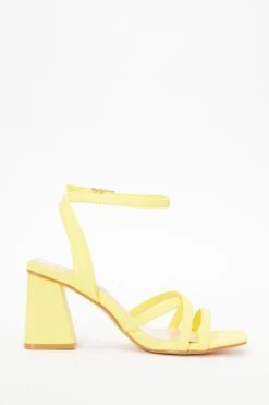 Yellow Cross Strap Block Heeled Sandals -Outlet Clothyne Store 00100037981 ZS