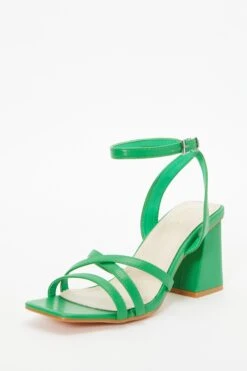 Green Cross Strap Block Heeled Sandals -Outlet Clothyne Store 00100037982 XB