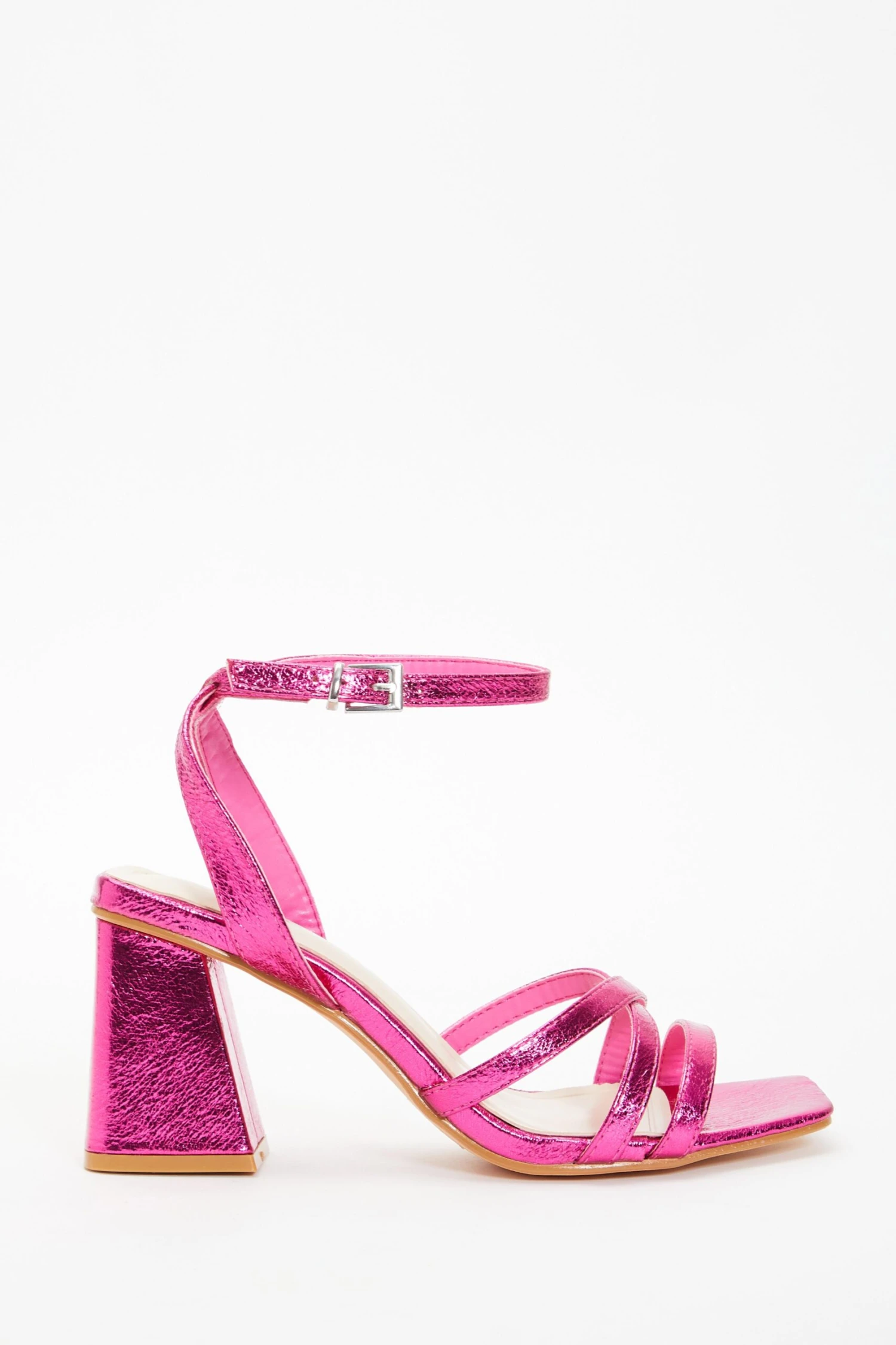 Pink Cross Strap Block Heeled Sandals 4 Pink Cross Strap Block Heeled Sandals - Image 2