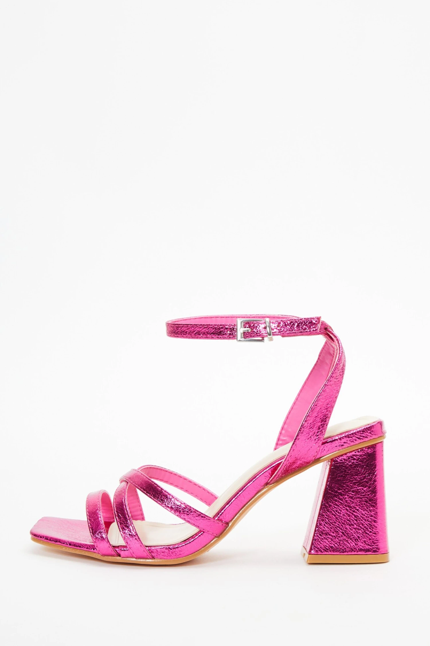 Pink Cross Strap Block Heeled Sandals 3 Pink Cross Strap Block Heeled Sandals
