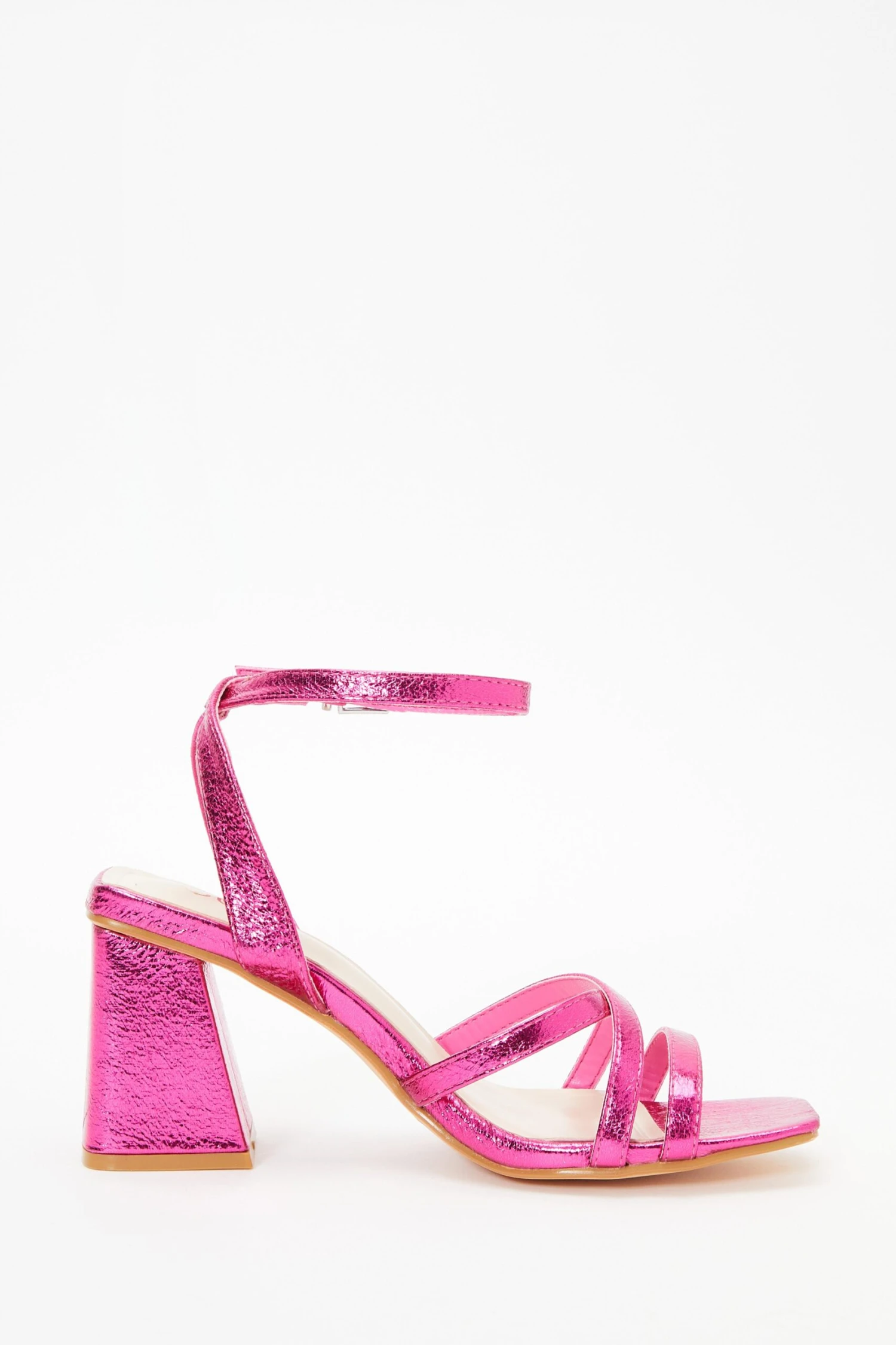 Pink Cross Strap Block Heeled Sandals 8 Pink Cross Strap Block Heeled Sandals - Image 6