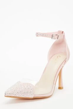Pink Satin Diamante Heart Court Heels 10 Pink Satin Diamante Heart Court Heels -Outlet Clothyne Store 00100037984 XB