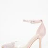 Pink Satin Diamante Heart Court Heels -Outlet Clothyne Store 00100037984 ZM
