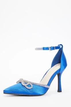 Royal Blue Diamante Bow Court Heels -Outlet Clothyne Store 00100037991 XB