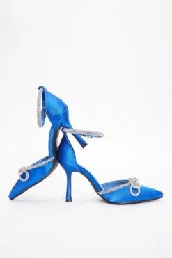 Royal Blue Diamante Bow Court Heels -Outlet Clothyne Store 00100037991 XS
