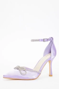 Lilac Diamante Bow Court Heels -Outlet Clothyne Store 00100037992 XB