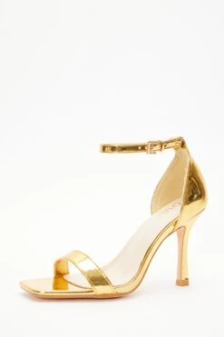 Gold Foil Heeled Sandals -Outlet Clothyne Store 00100038014 XB