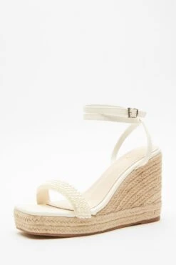 White Pearl Strap Wedges -Outlet Clothyne Store 00100038016 XB