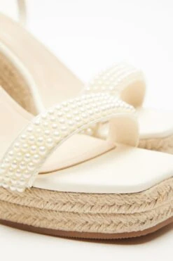 White Pearl Strap Wedges -Outlet Clothyne Store 00100038016 ZB