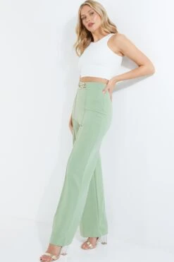 Sage Buckle Palazzo Trousers -Outlet Clothyne Store 00100038052 XS